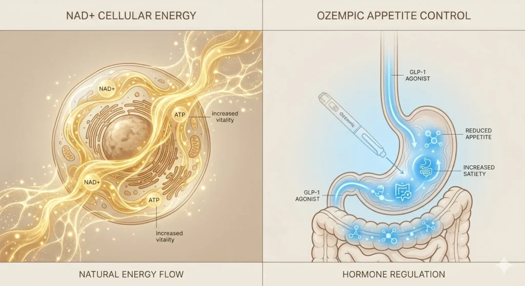 NAD benefits vs Ozempic mechanism