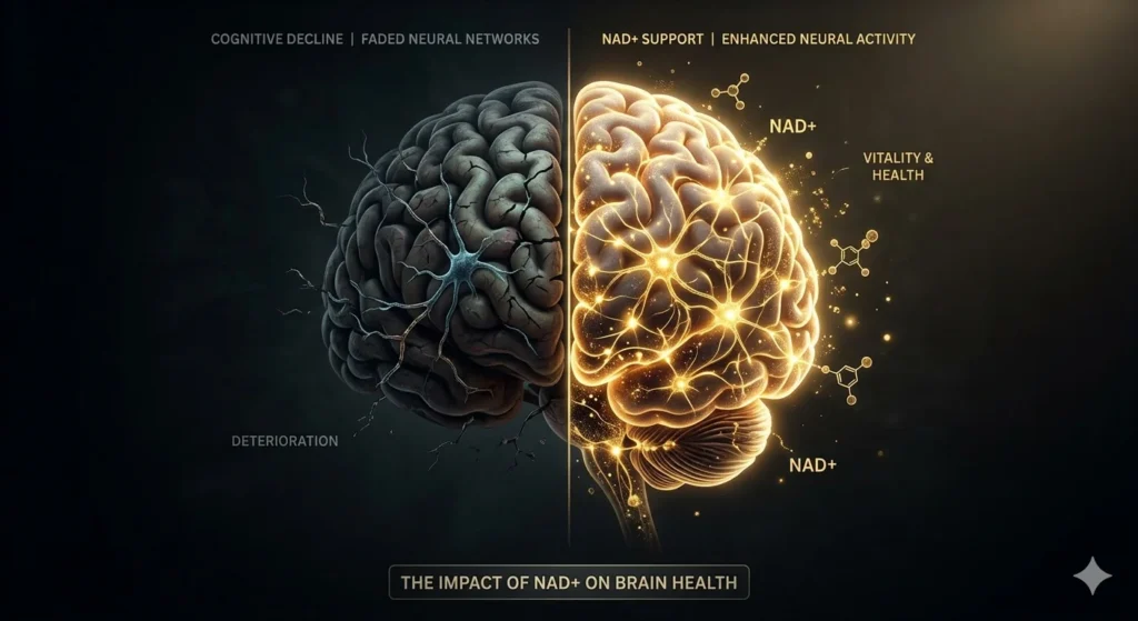 brain aging vs healthy brain NAD